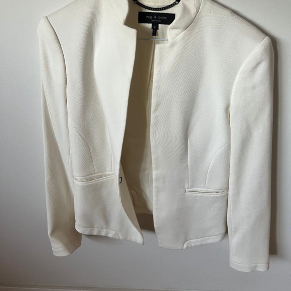 Ivory RAG & BONE Blake pique blazer - Picture 2 of 9